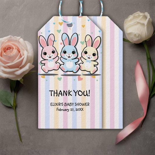 Schattige Hart Bunny Hoppers Baby shower Cadeaulabel