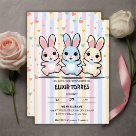 Schattige Hart Bunny Hoppers Baby shower Kaart