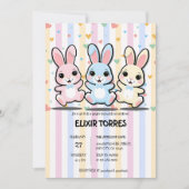 Schattige Hart Bunny Hoppers Baby shower Kaart (Voorkant)