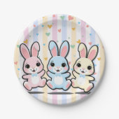 Schattige Hart Bunny Hoppers Baby shower Papieren Bordje (Voorkant)
