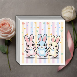 Schattige Hart Bunny Hoppers Baby shower Servet
