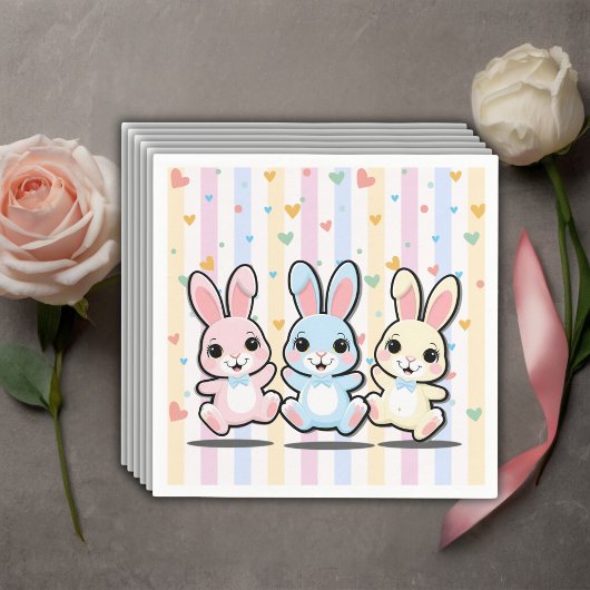Schattige Hart Bunny Hoppers Baby shower Servet