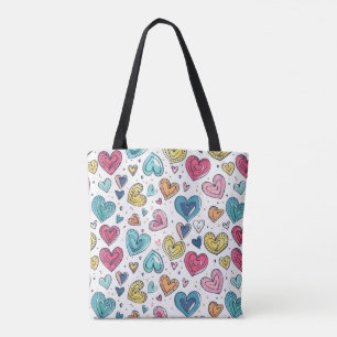 Schattige hart Canvas tas Kleurrijke & speelse h