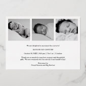 Schattige Hart Dank U Foto Geboorteaankondiging Folie Uitnodiging (Achterkant)