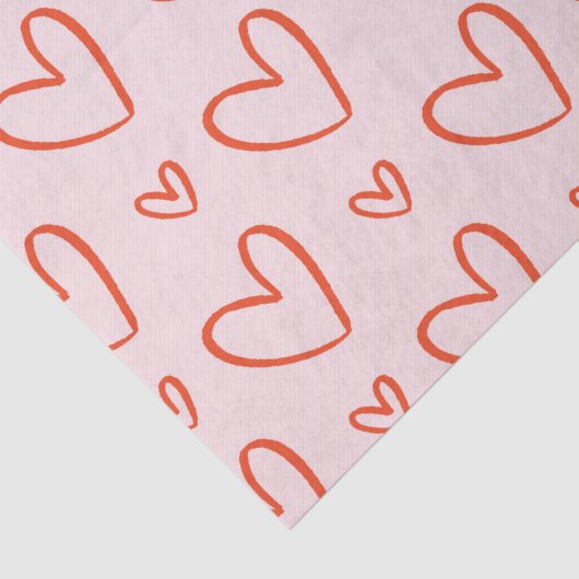 Schattige hart doodles - roze & rood tissuepapier (Detail)