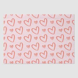 Schattige hart doodles - roze & rood tissuepapier
