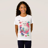 Schattige hart en kat kinder T-shirt (Voorkant volledig)
