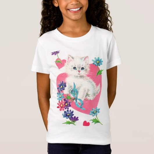 Schattige hart en kat kinder T-shirt (Voorkant)