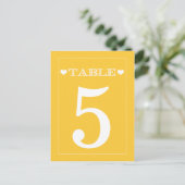 Schattige Hart Geel Trouwtafel Aantal Kaarten (Staand voorkant)