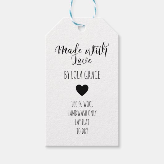 Schattige Hart Gemaakt met Liefde Kraft Papier Cadeaulabel (Voorkant)