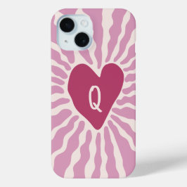 Schattige hart gepersonaliseerde letter Valentijns iPhone 15 Case