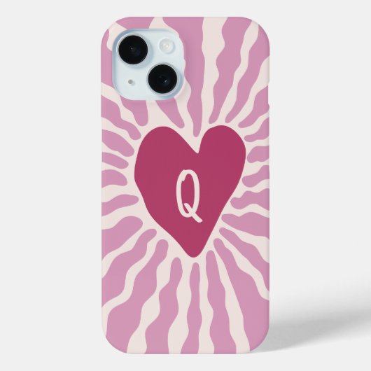 Schattige hart gepersonaliseerde letter Valentijns Case-Mate iPhone Case (Achterkant)