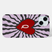 Schattige hart gepersonaliseerde letter Valentijns Case-Mate iPhone Case (Achterkant (horizontaal))