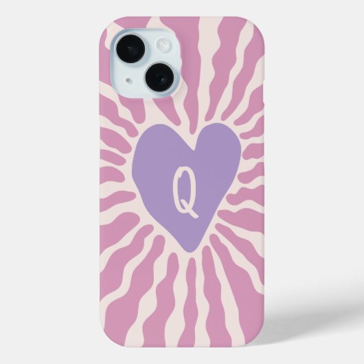 Schattige hart gepersonaliseerde letter Valentijns Case-Mate iPhone Case (Achterkant)
