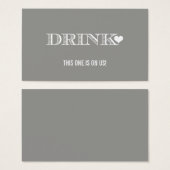 Schattige hart grijs bruiloft Drink ticket Visitekaartjes (Voorkant /achterkant)