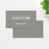 Schattige hart grijs bruiloft Drink ticket Visitekaartjes (Bureau)