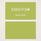 Schattige Hart Groen Bruiloft Drink Ticket Visitekaartjes (Voorkant /achterkant)