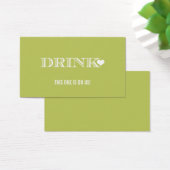 Schattige Hart Groen Bruiloft Drink Ticket Visitekaartjes (Bureau)