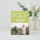 Schattige Hart Groen Save the Date Foto Briefkaart (Staand voorkant)
