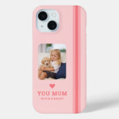 Schattige hart hou van je mam roze strepen Case-Mate iPhone case (Achterkant)