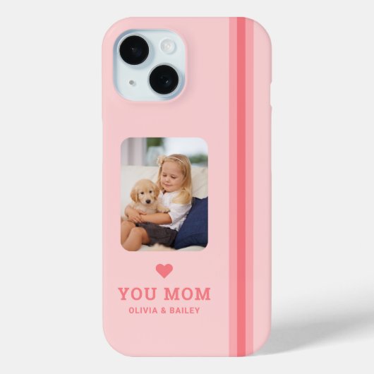 Schattige hart hou van je mam roze strepen Case-Mate iPhone case (Achterkant)