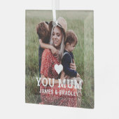 Schattige hart hou van je mama Moederdag foto Glas Ornament (Voorkant links)