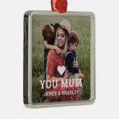 Schattige hart hou van je mama Moederdag foto Metalen Ornament (Rechts)