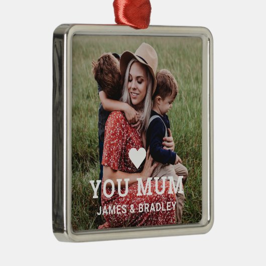 Schattige hart hou van je mama Moederdag foto Metalen Ornament (Rechts)