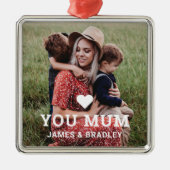 Schattige hart hou van je mama Moederdag foto Metalen Ornament (Voorkant)