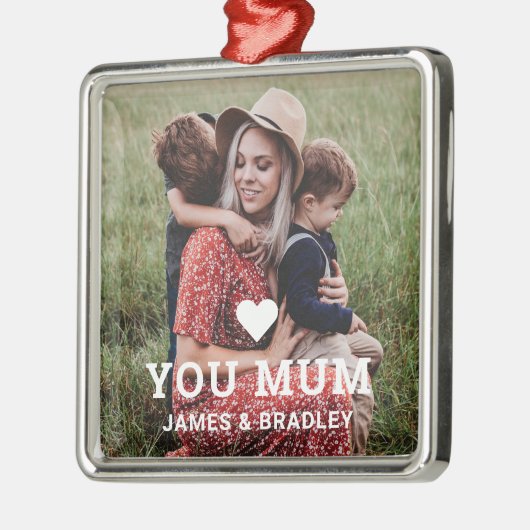 Schattige hart hou van je mama Moederdag foto Metalen Ornament (Links)