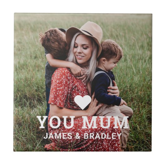 Schattige hart hou van je mama Moederdag foto Tegeltje (Voorkant)