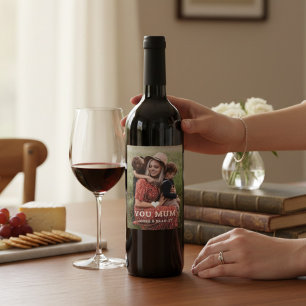 Schattige hart hou van je mama Moederdag foto Wijn Etiket