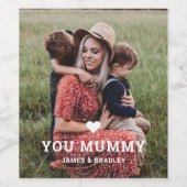 Schattige hart hou van je mama Moederdag foto Wijn Etiket (Enkel label)