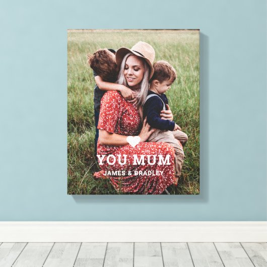 Schattige HART HOUDT VAN JE MAM Moederdag Foto Canvas Afdruk (Insitu (Houten vloer))