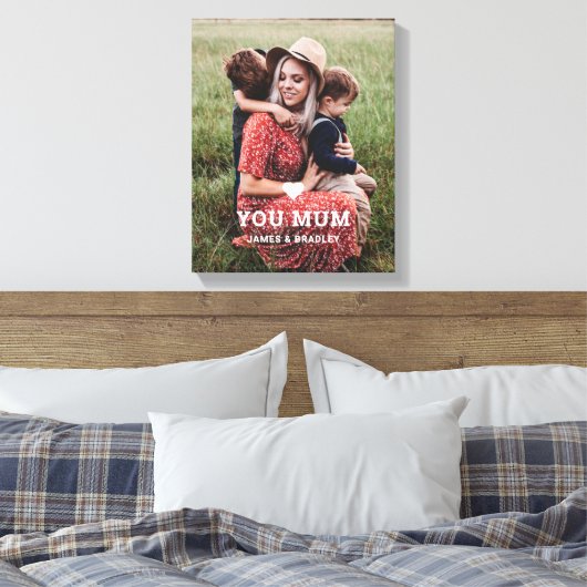 Schattige HART HOUDT VAN JE MAM Moederdag Foto Canvas Afdruk (Insitu (Slaapkamer))