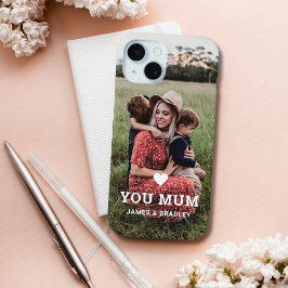 Schattige HART HOUDT VAN JE MAM Moederdag Foto iPhone 15 Case