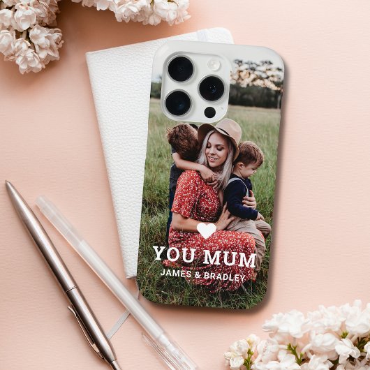 Schattige HART HOUDT VAN JE MAM Moederdag Foto Case-Mate iPhone Case