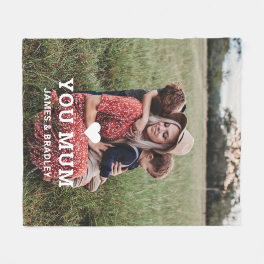 Schattige HART HOUDT VAN JE MAM Moederdag Foto Fleece Deken (Voorkant (Horizontaal))