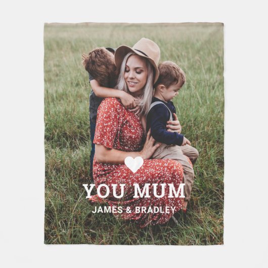 Schattige HART HOUDT VAN JE MAM Moederdag Foto Fleece Deken (Voorkant)