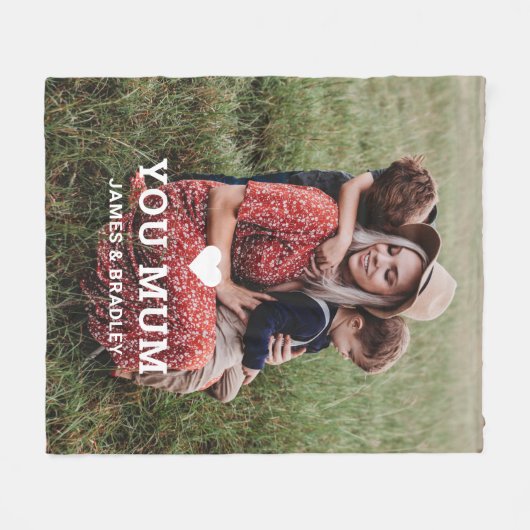 Schattige HART HOUDT VAN JE MAM Moederdag Foto Fleece Deken (Voorkant (Horizontaal))