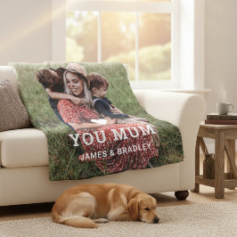 Schattige HART HOUDT VAN JE MAM Moederdag Foto Fleece Deken