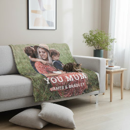 Schattige HART HOUDT VAN JE MAM Moederdag Foto Fleece Deken