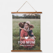 Schattige HART HOUDT VAN JE MAM Moederdag Foto Hangend Wandkleed (Voorkant)