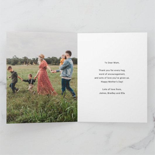 Schattige HART HOUDT VAN JE MAM Moederdag Foto Kaart (Binnen)