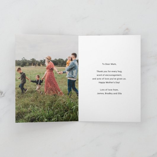 Schattige HART HOUDT VAN JE MAM Moederdag Foto Kaart (Binnen)