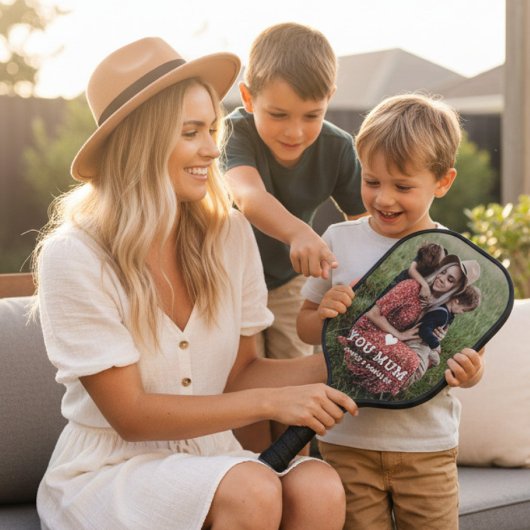 Schattige HART HOUDT VAN JE MAM Moederdag Foto Pickleball Paddle