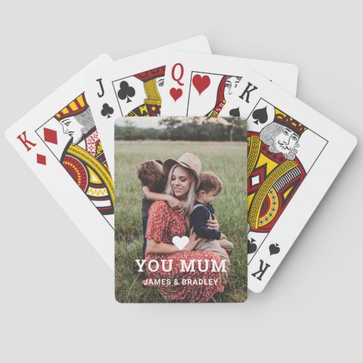 Schattige HART HOUDT VAN JE MAM Moederdag Foto Pokerkaarten (Achterkant)