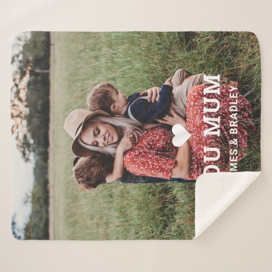 Schattige HART HOUDT VAN JE MAM Moederdag Foto Sherpa Deken (Voorkant (horizontaal))