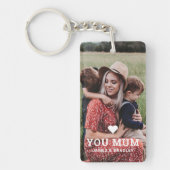 Schattige HART HOUDT VAN JE MAM Moederdag Foto Sleutelhanger (Voorkant)