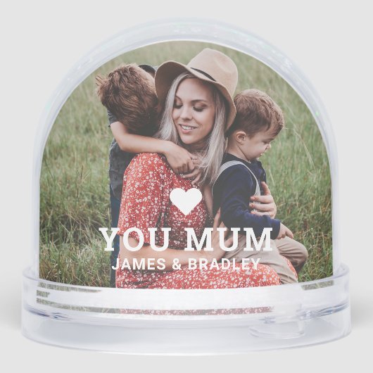 Schattige HART HOUDT VAN JE MAM Moederdag Foto Sneeuwbol (Achterkant)